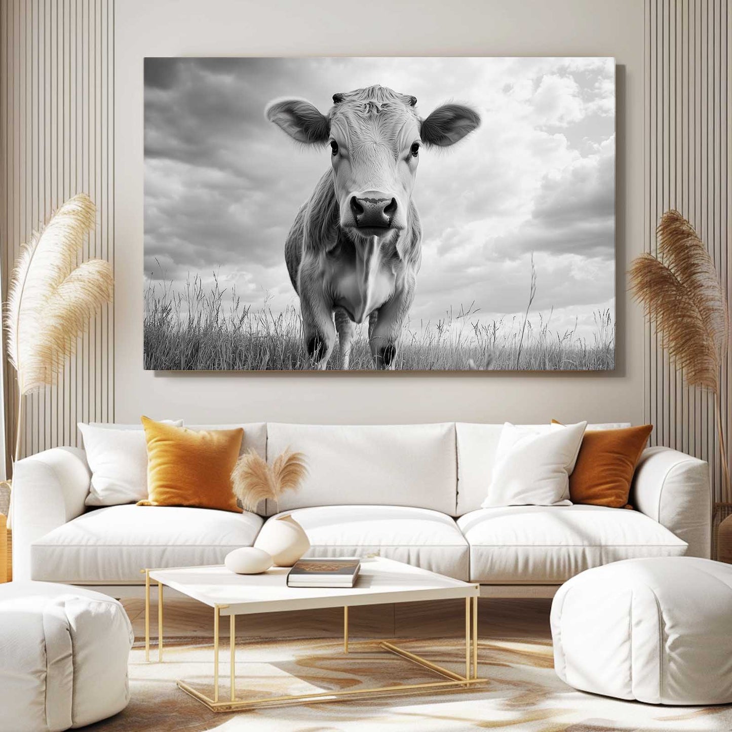 Cow Canvas Art – angled canvas view on white background