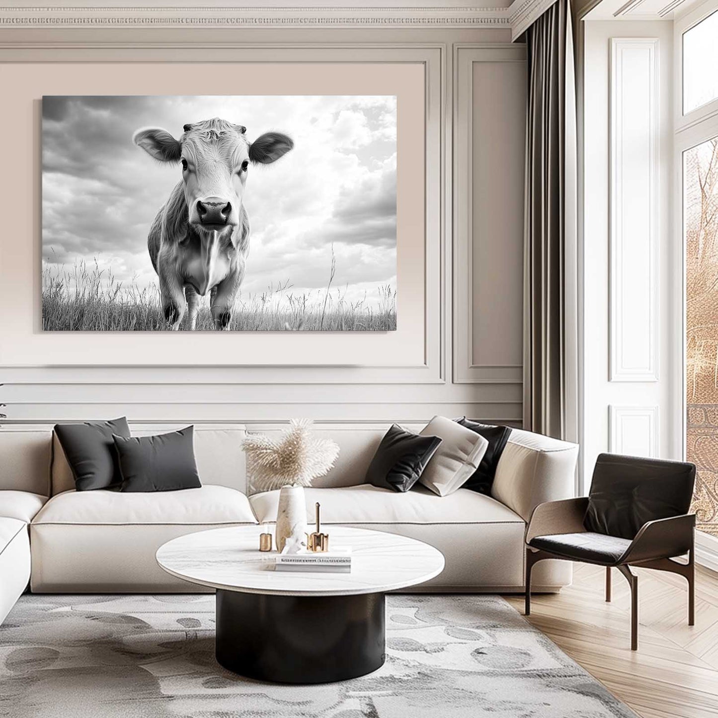 Cow Canvas Art – angled canvas view on white background