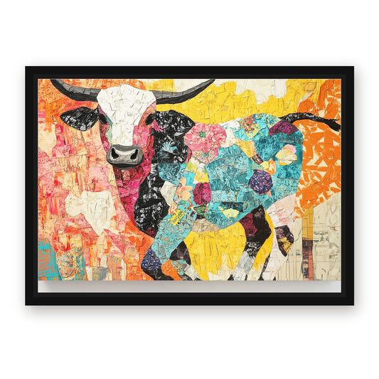 Cow Wall Art – with Premium Black wood frame