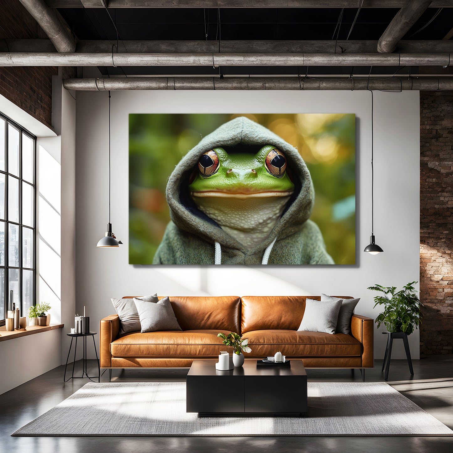 Cozy Hooded Frog Wall Decor – styled in a furnished interior