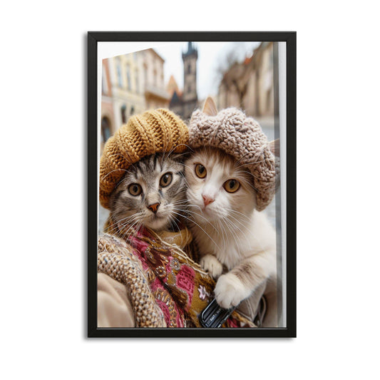 Cozy Travel Cat Wall Art – canvas print on white background