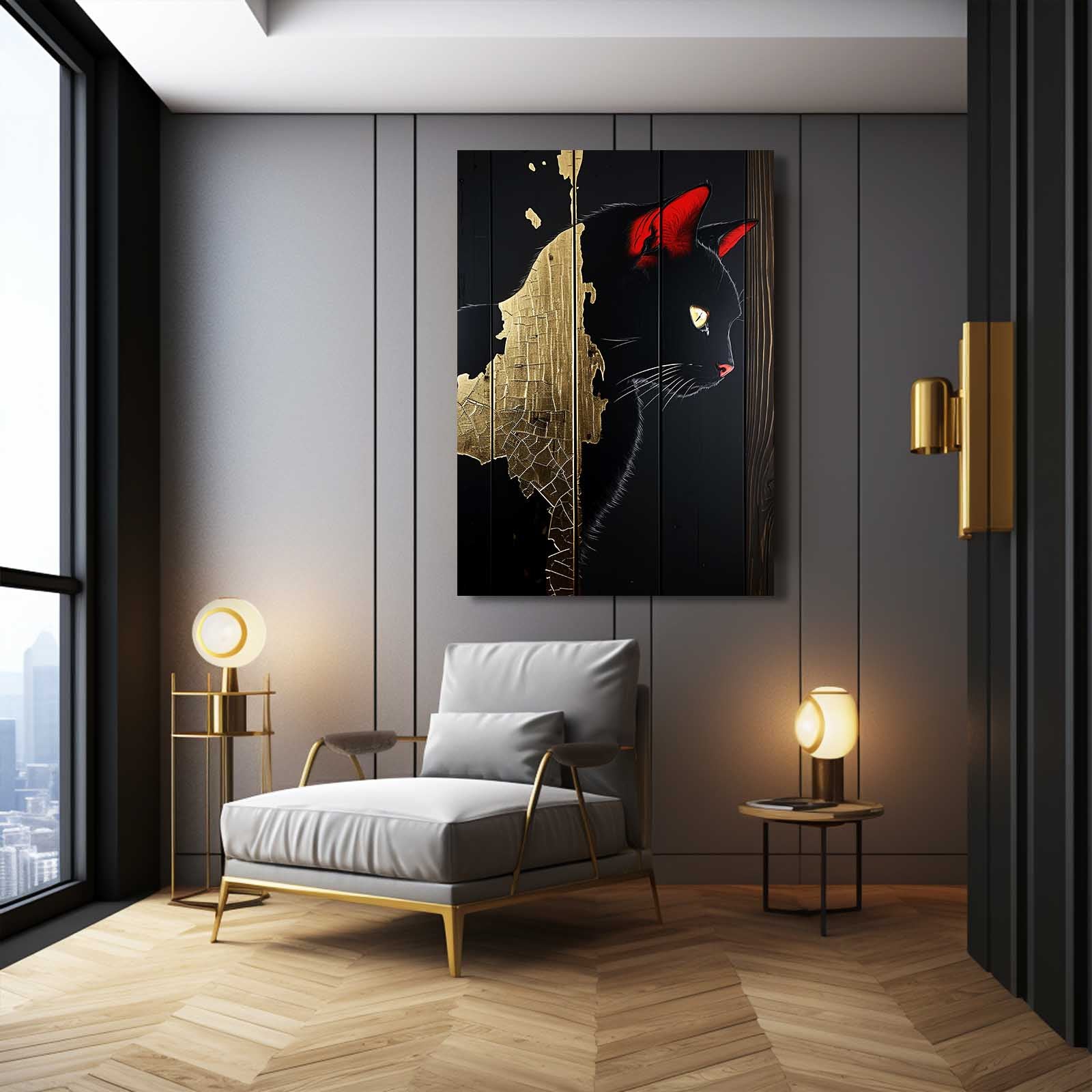 Cracked Gold Shadow Cat Art