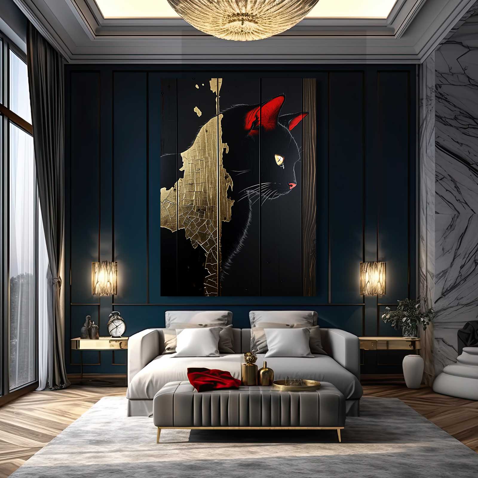 Cracked Gold Shadow Cat Art