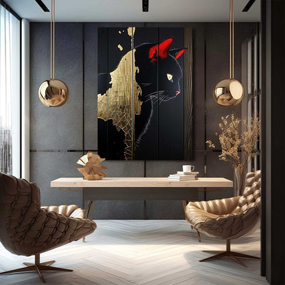 Cracked Gold Shadow Cat Art