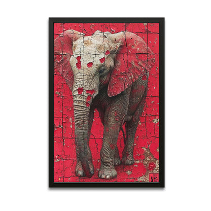 Cracked Red Elephant Art