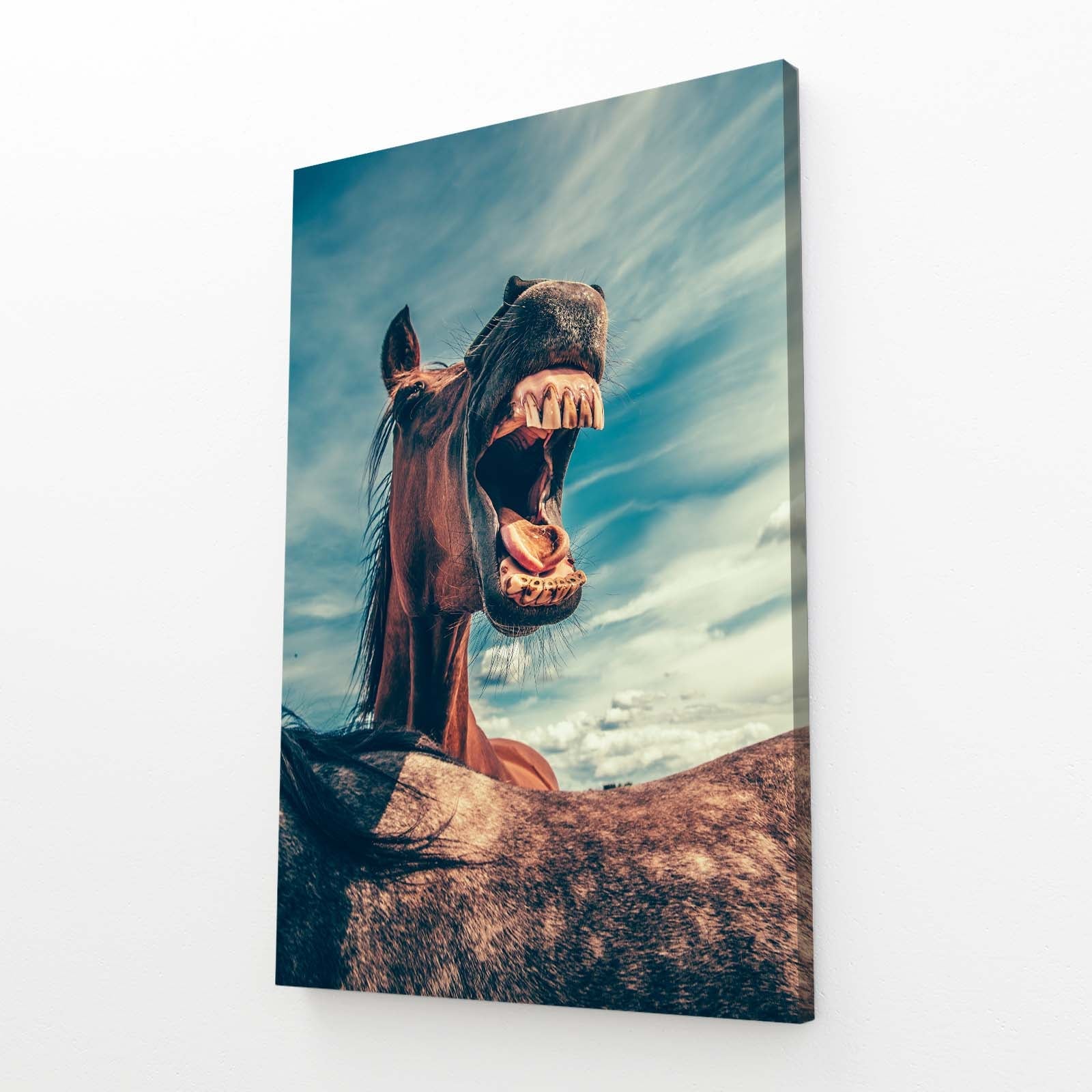 Crazy Horse Wall Art – angled canvas view on white background