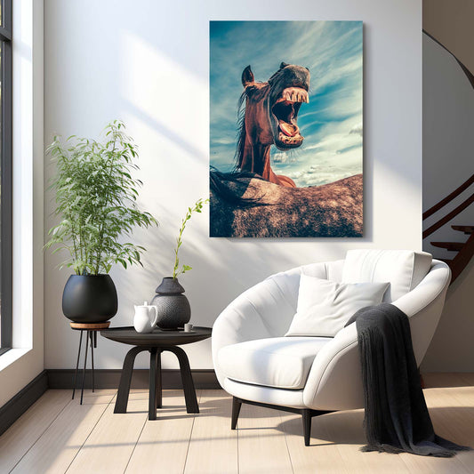Crazy Horse Wall Art – angled canvas view on white background