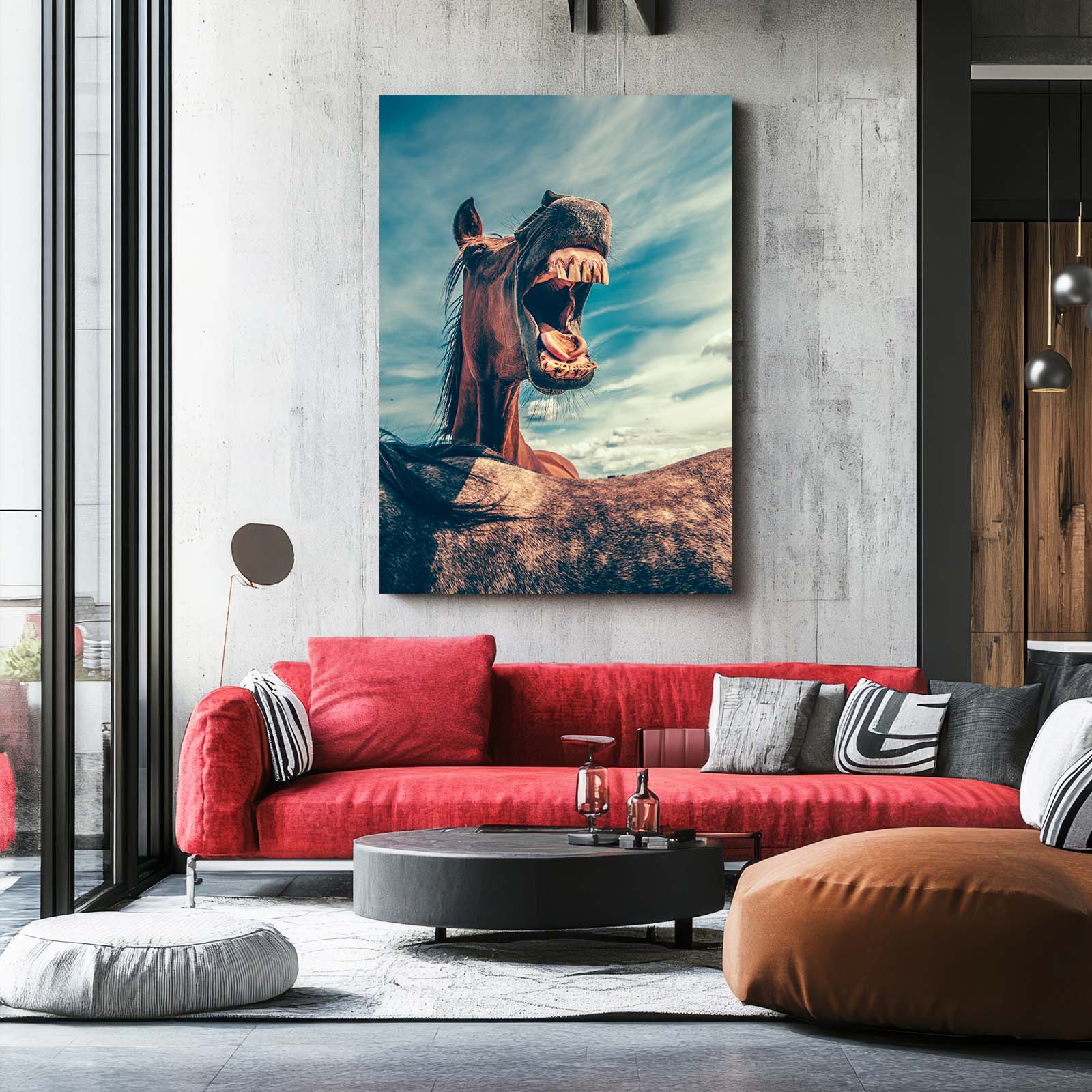 Crazy Horse Wall Art – angled canvas view on white background
