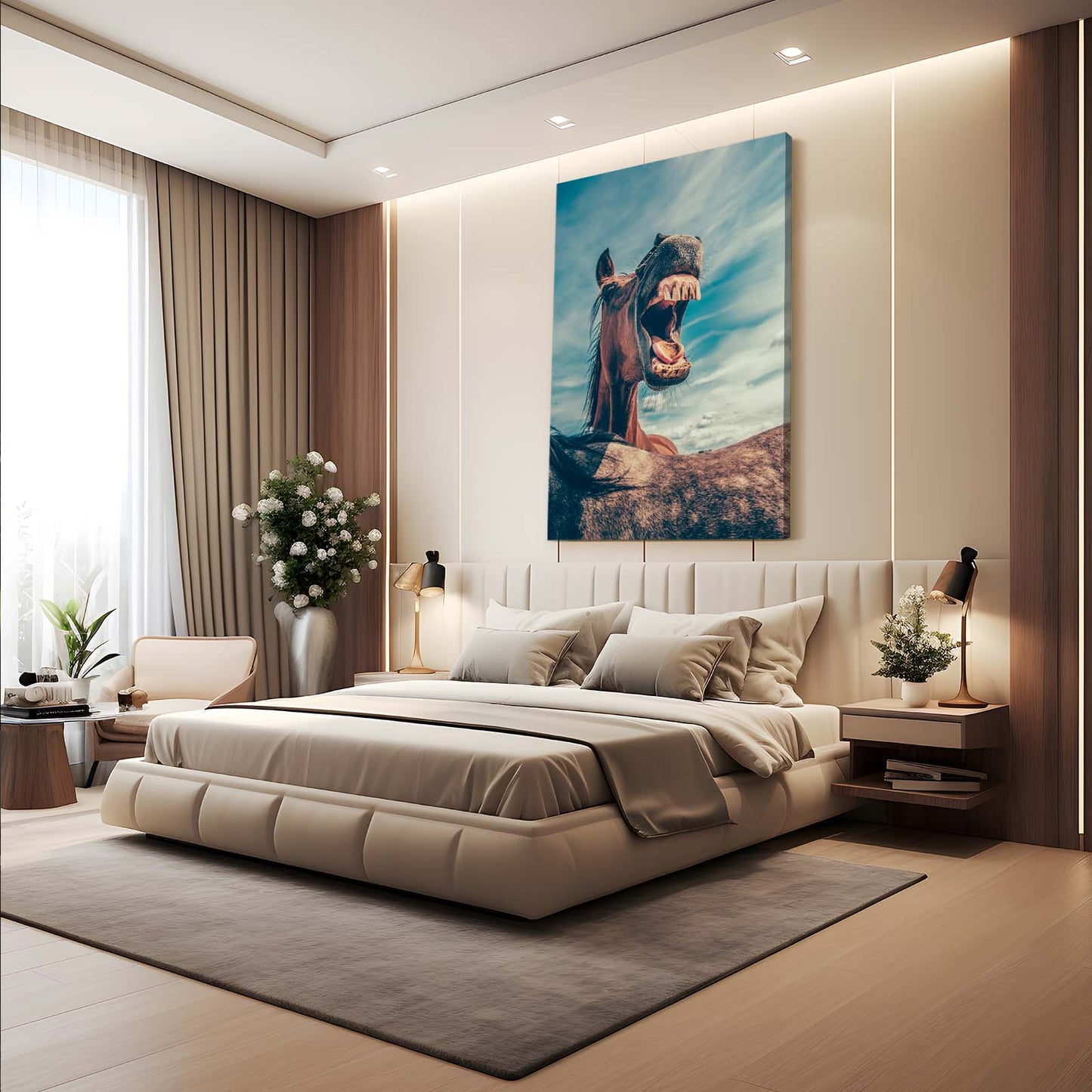 Crazy Horse Wall Art – angled canvas view on white background