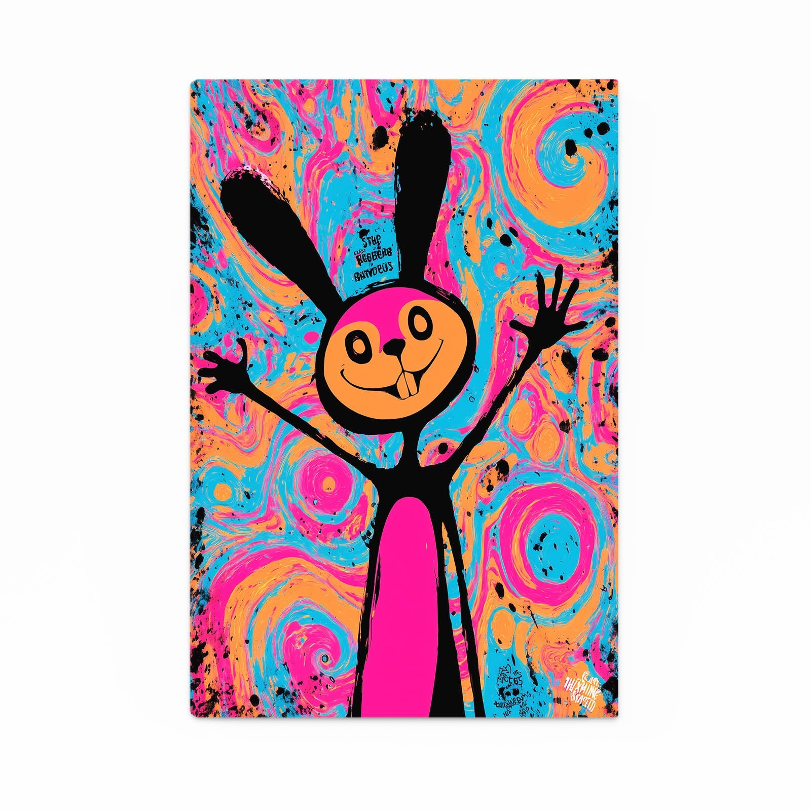 Crazy Rabbit Wall Art – angled canvas view on white background