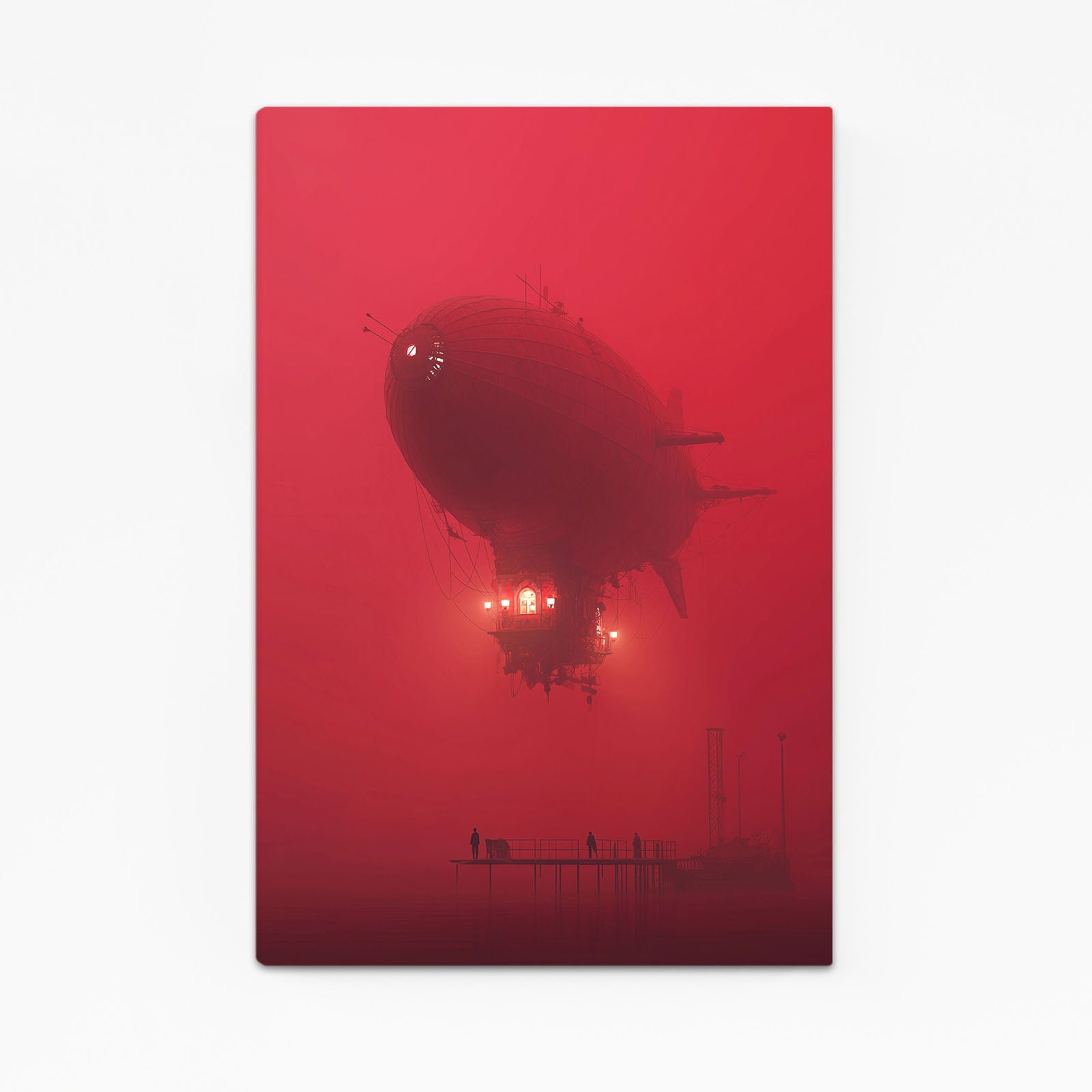 Crimson Airship Fog Steampunk Wall Art – crimson airship fog steampunk canvas print