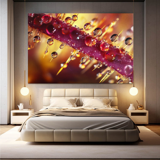 Crimson Dew Macro Cactus Canvas – styled in a furnished interior