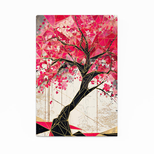 Crimson Geometric Tree Cherry Blossom Wall Art – crimson geometric tree cherry blossom canvas print