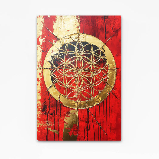 Crimson Gold Fracture Flower Of Life Prints – crimson gold fracture flower of life canvas print