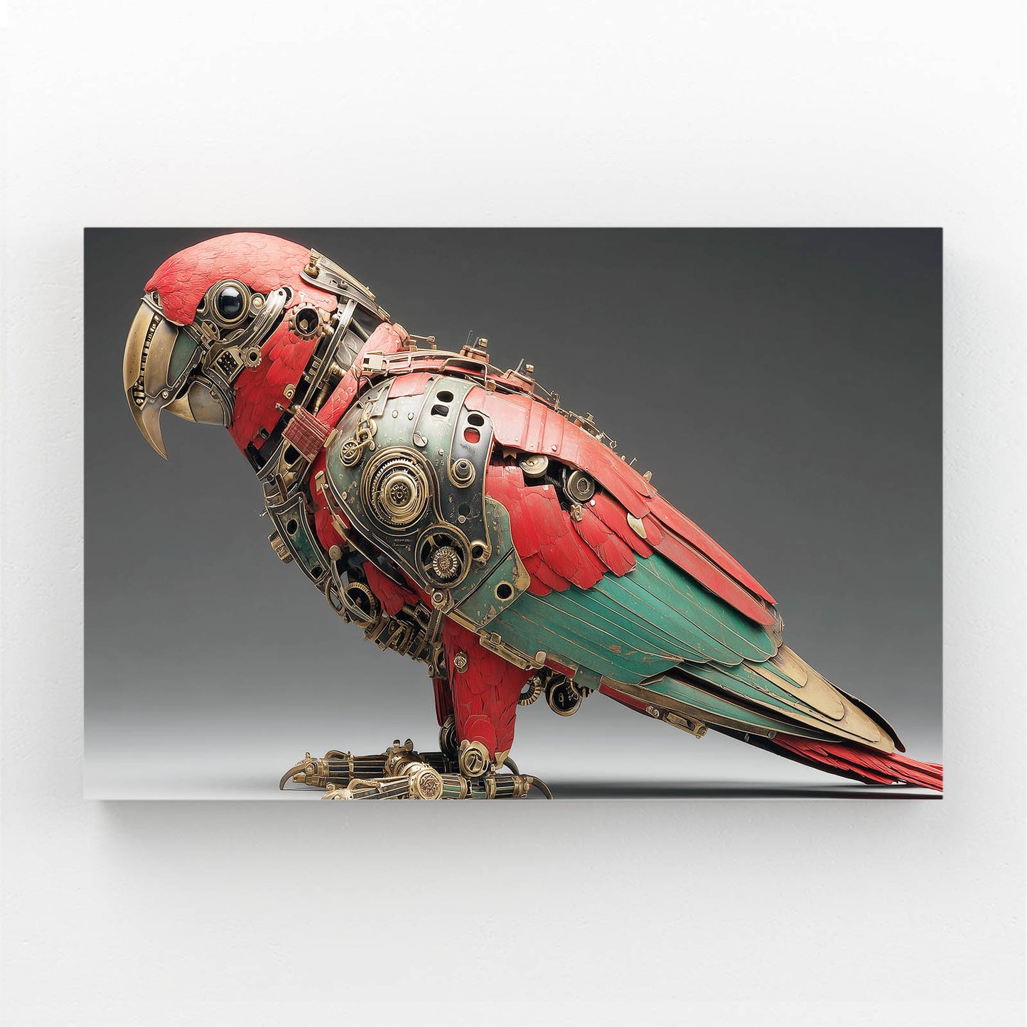 Crimson Green Parrot Steampunk Wall Decor – crimson green parrot steampunk canvas print