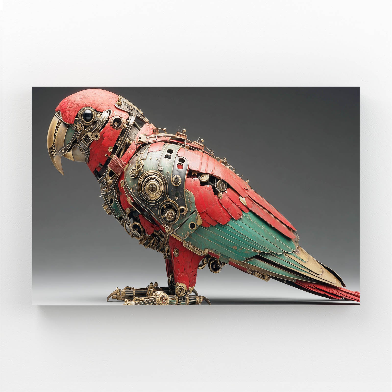 Crimson Green Parrot Steampunk Wall Decor – crimson green parrot steampunk canvas print