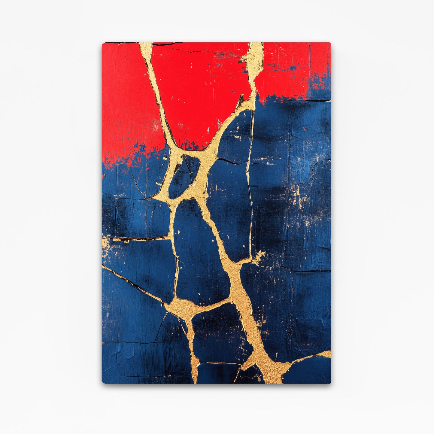 Crimson Navy Kintsugi Abstract Wall Art – crimson navy kintsugi abstract canvas print