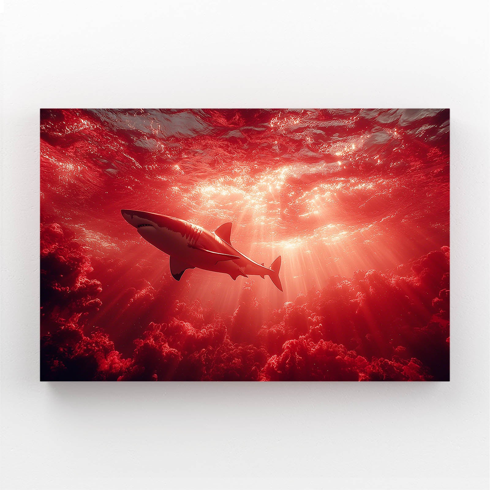 Crimson Ocean Silhouette Shark Prints – crimson ocean silhouette shark canvas print