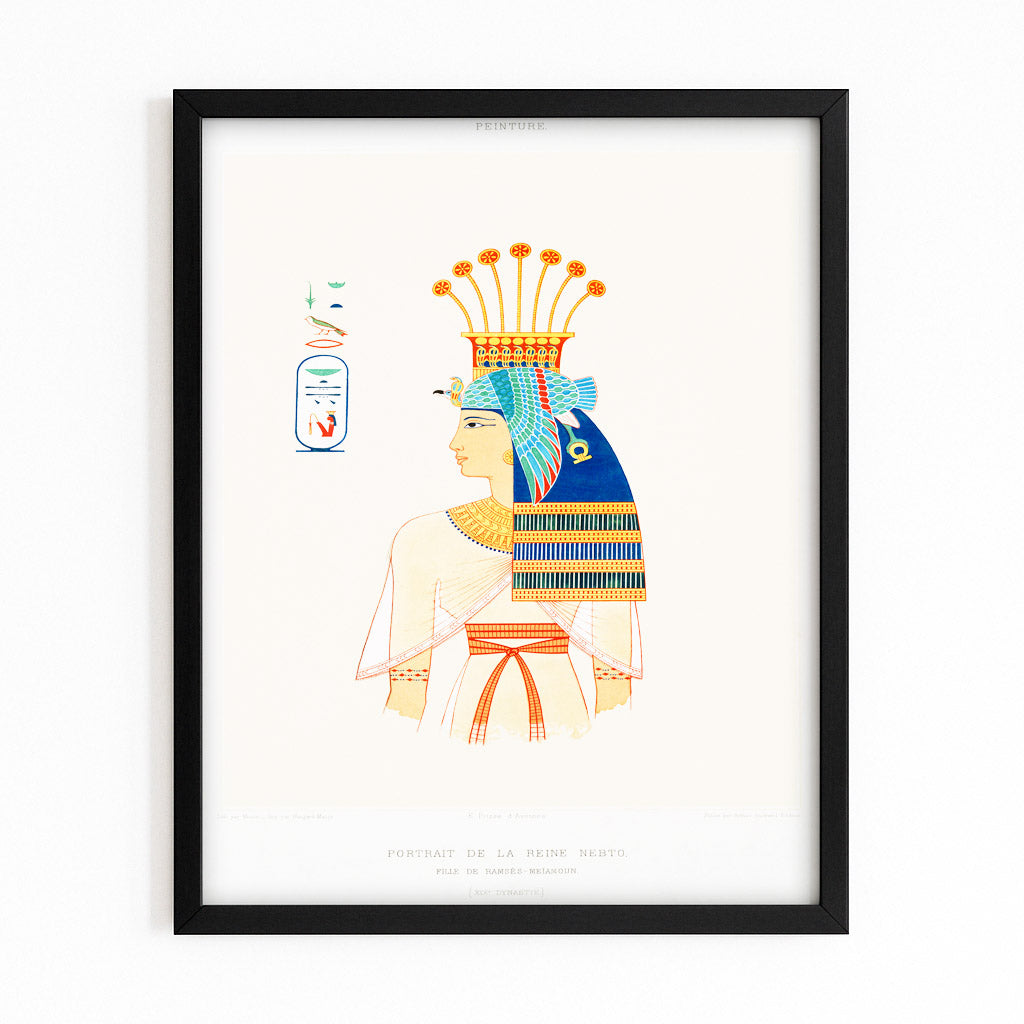 Crowned Figure Sketch Egyptian Canvas – with Premium Black frame on white background