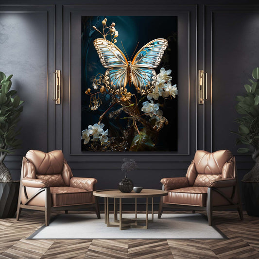 Crystal Wing Butterfly Wall Art — digital canvas print in brown tones, view 3