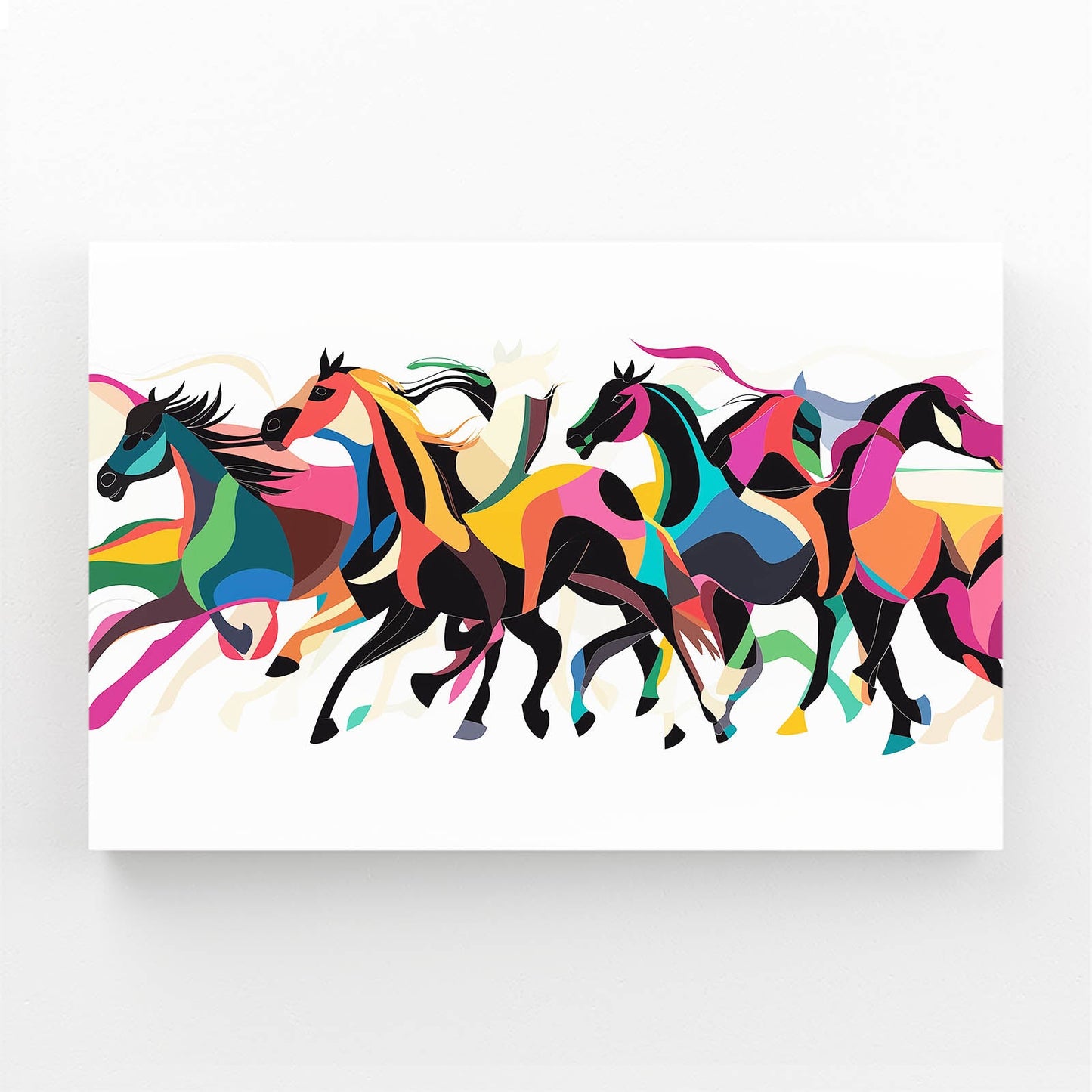 Cubism Horse Canvas – angled canvas view on white background