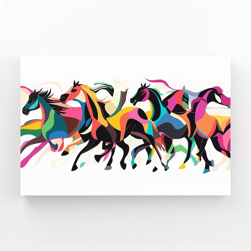 Cubism Horse Canvas – angled canvas view on white background