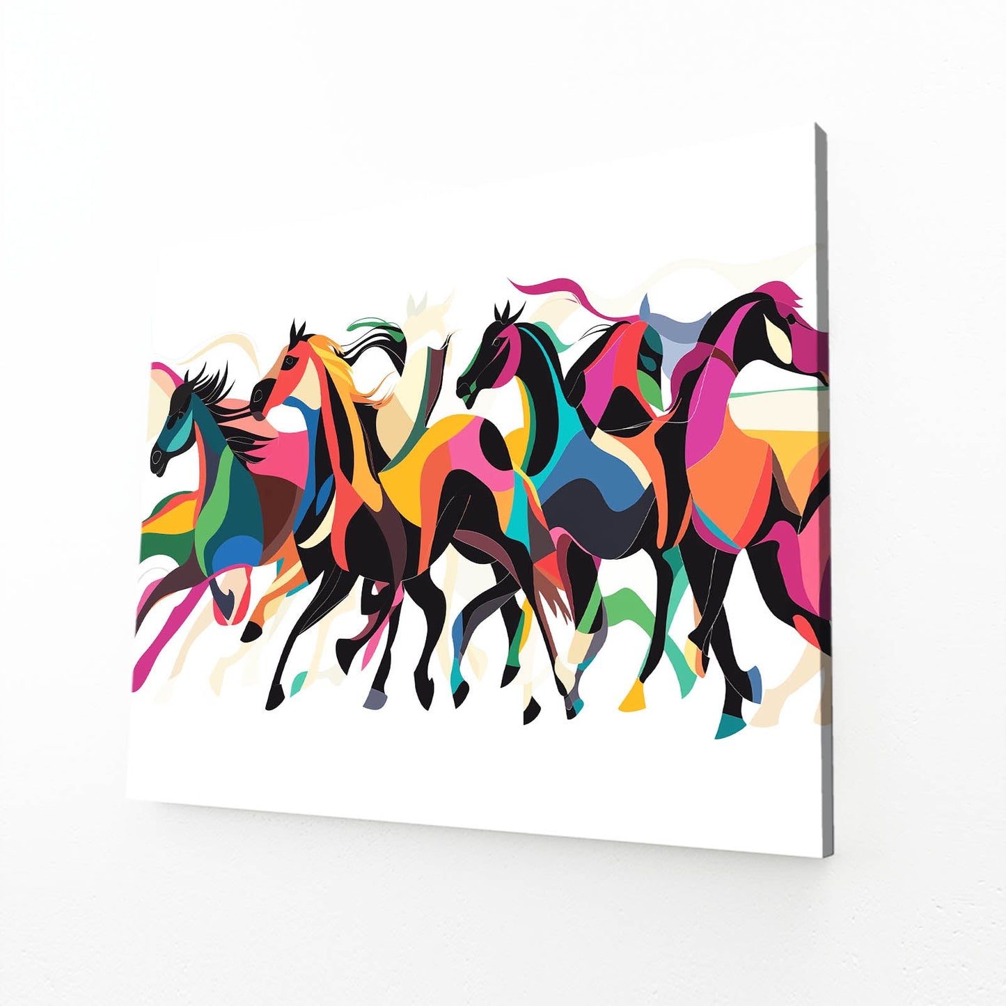 Cubism Horse Canvas – angled canvas view on white background