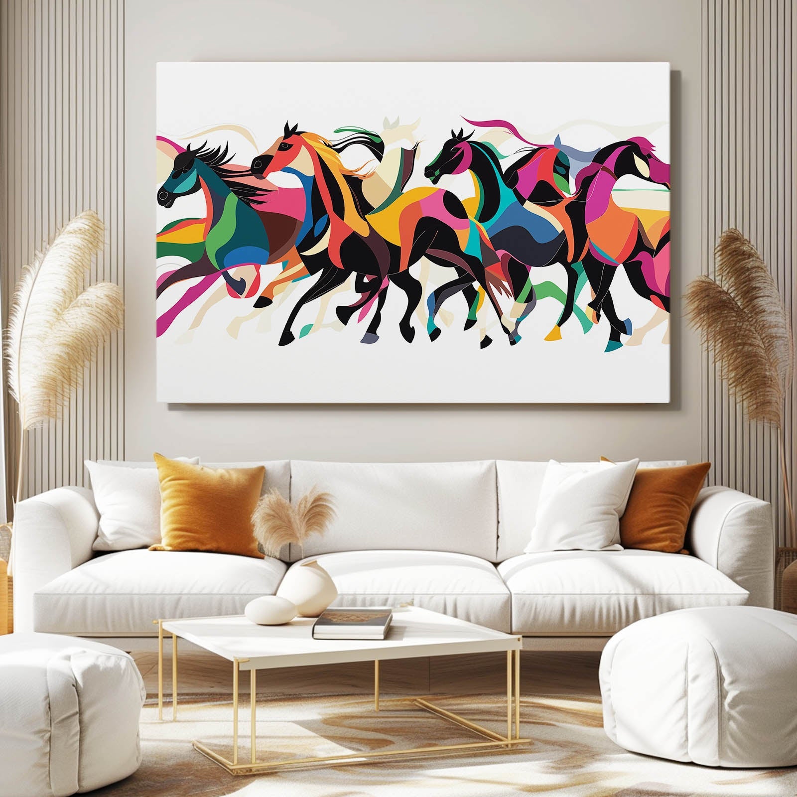 Cubism Horse Canvas – angled canvas view on white background