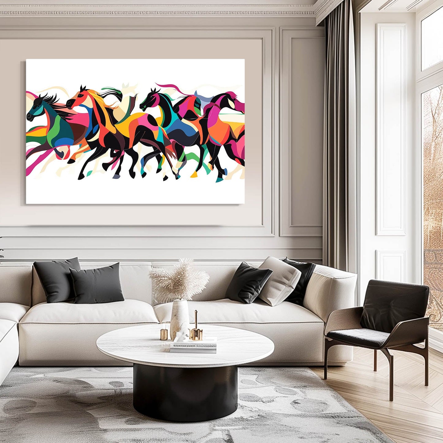 Cubism Horse Canvas – angled canvas view on white background