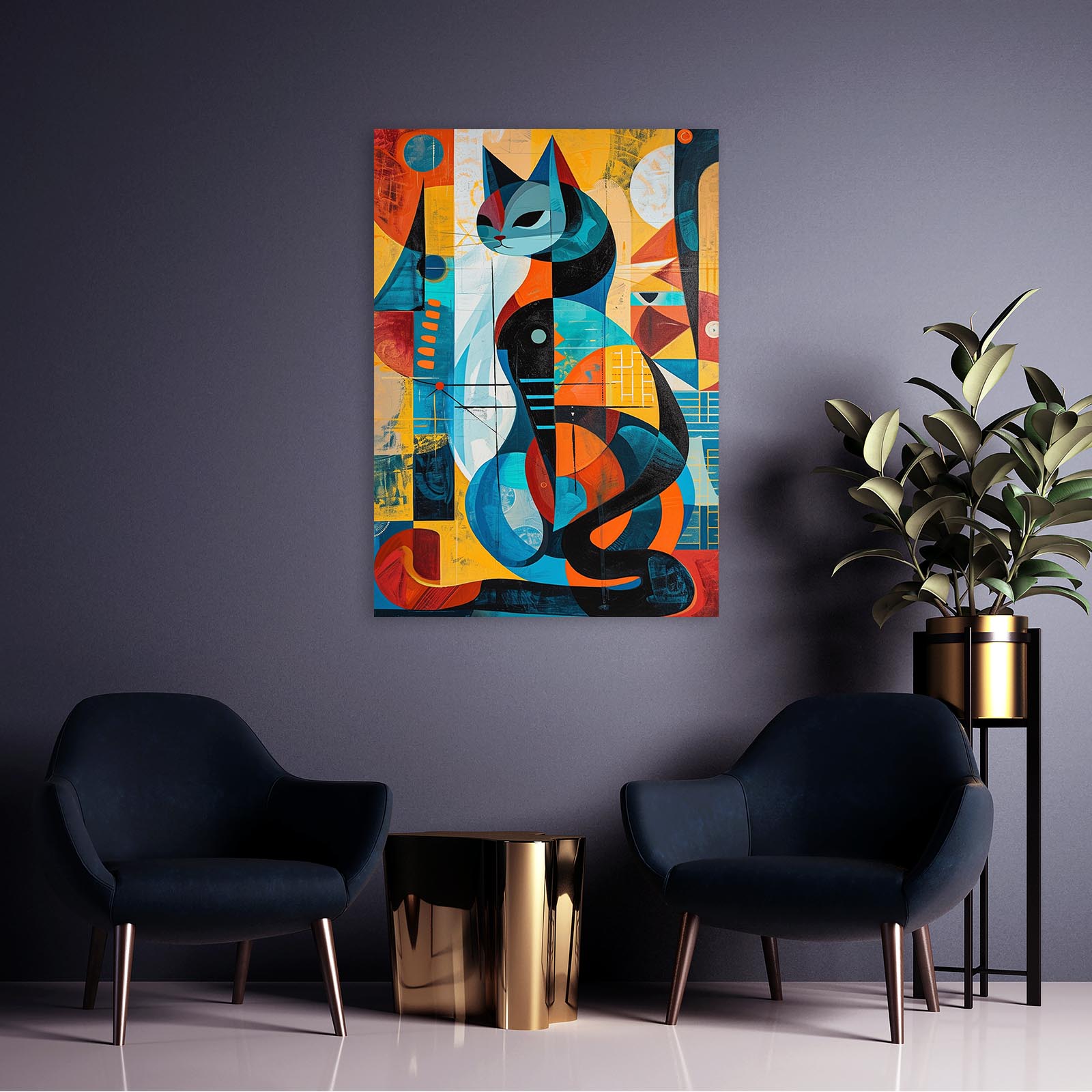 Cubist Cat Wall Art