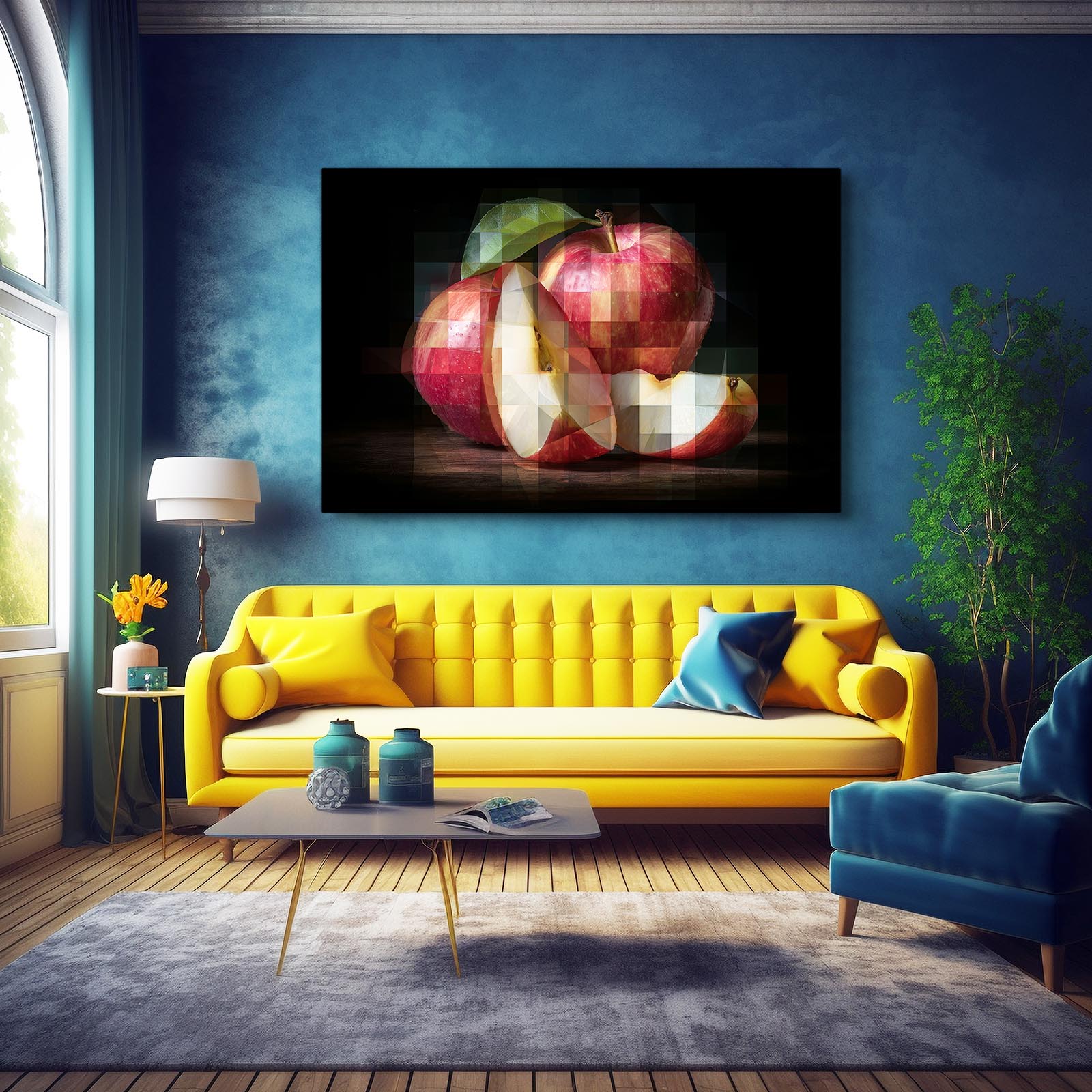 Cubist Slices Apple Prints – styled in a furnished interior