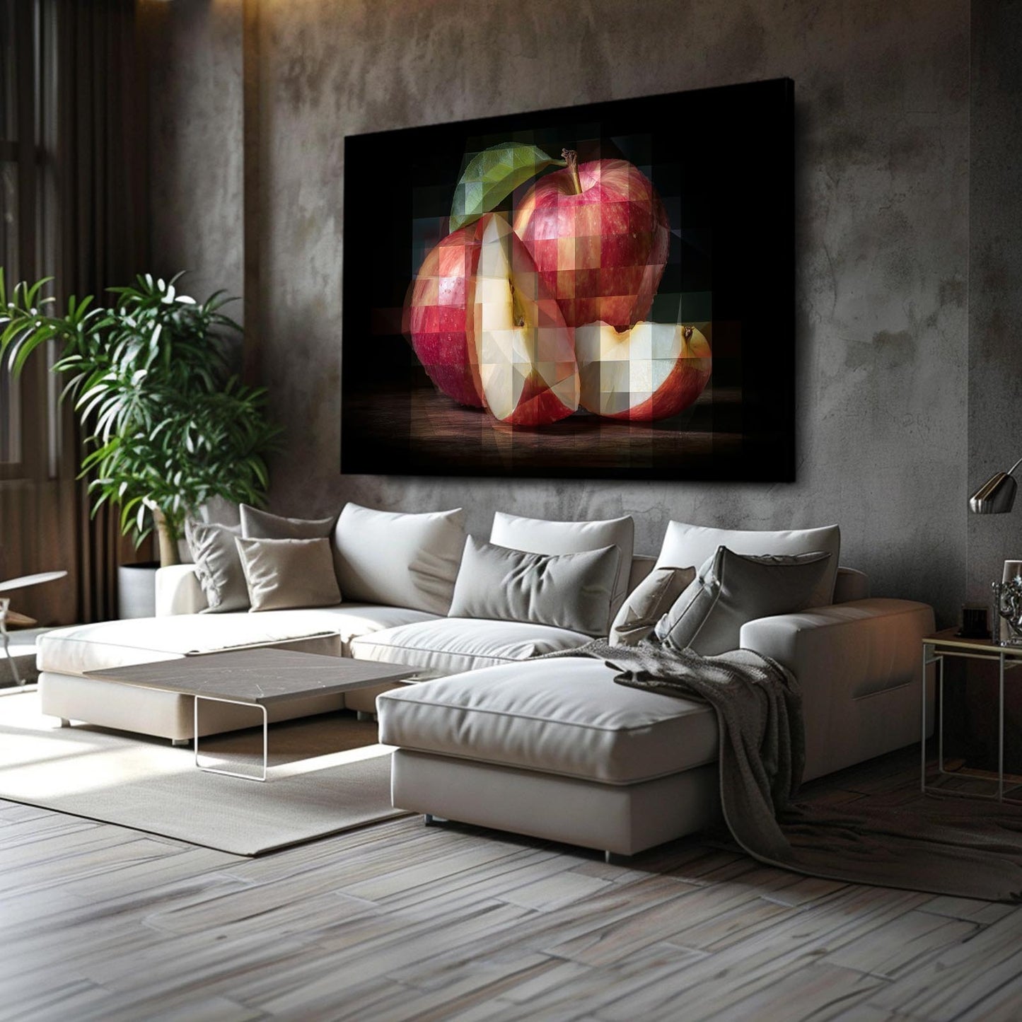Cubist Slices Apple Prints – styled in a furnished interior