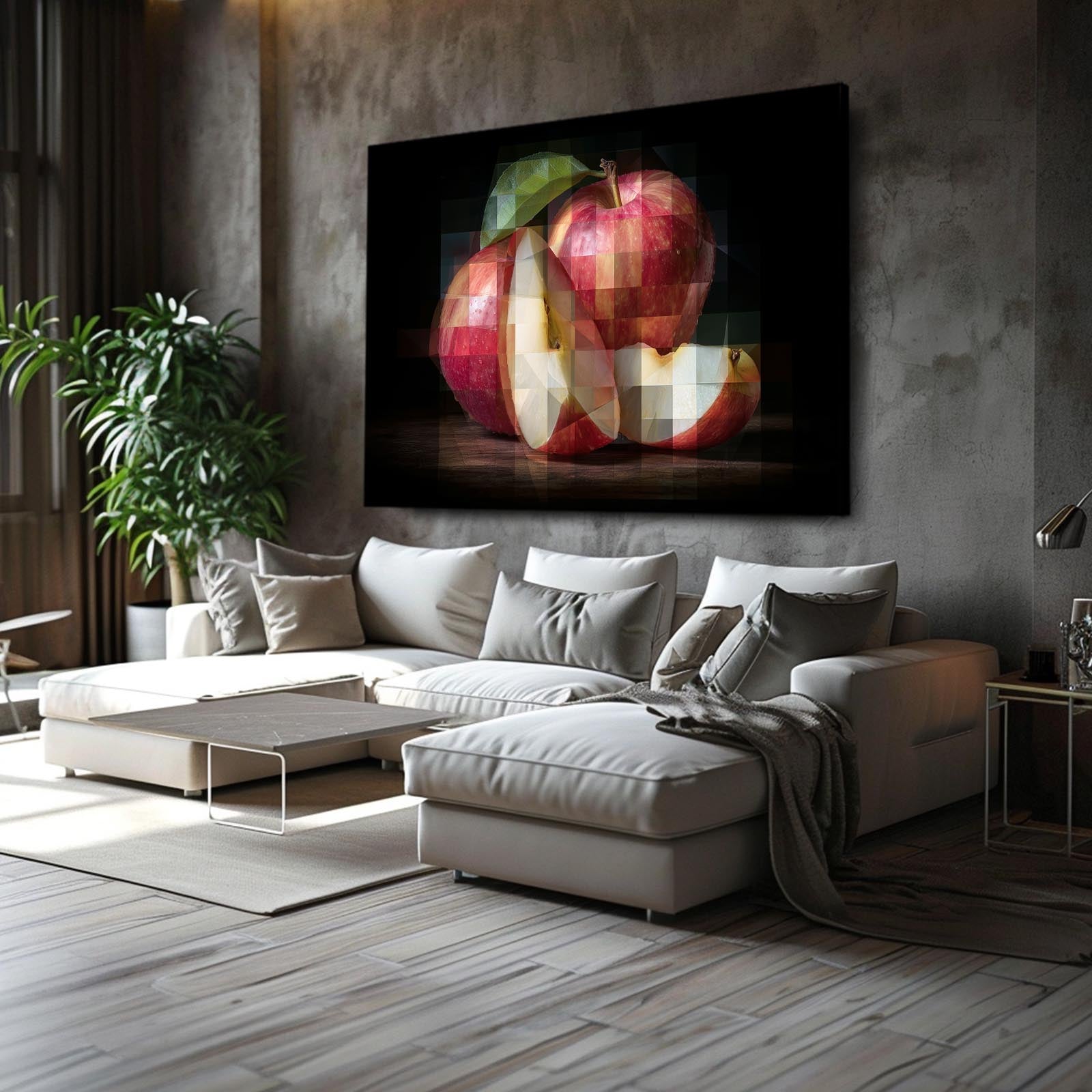 Cubist Slices Apple Prints – styled in a furnished interior