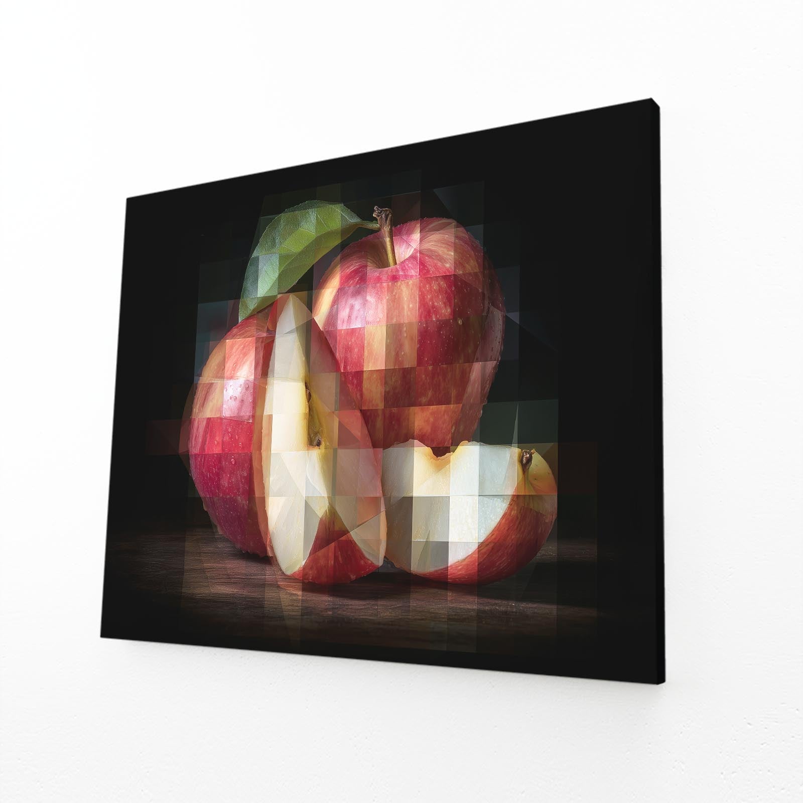 Cubist Slices Apple Prints – angled canvas view on white background