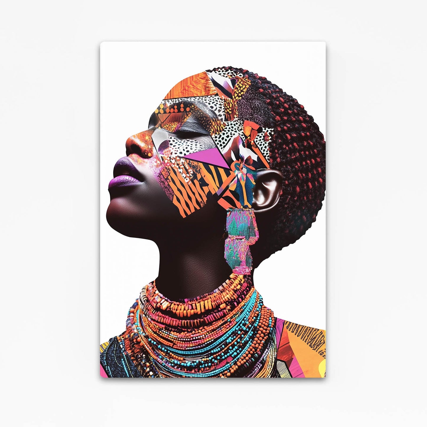 Cultural Elegance African Artwork — abstract canvas print in white tones