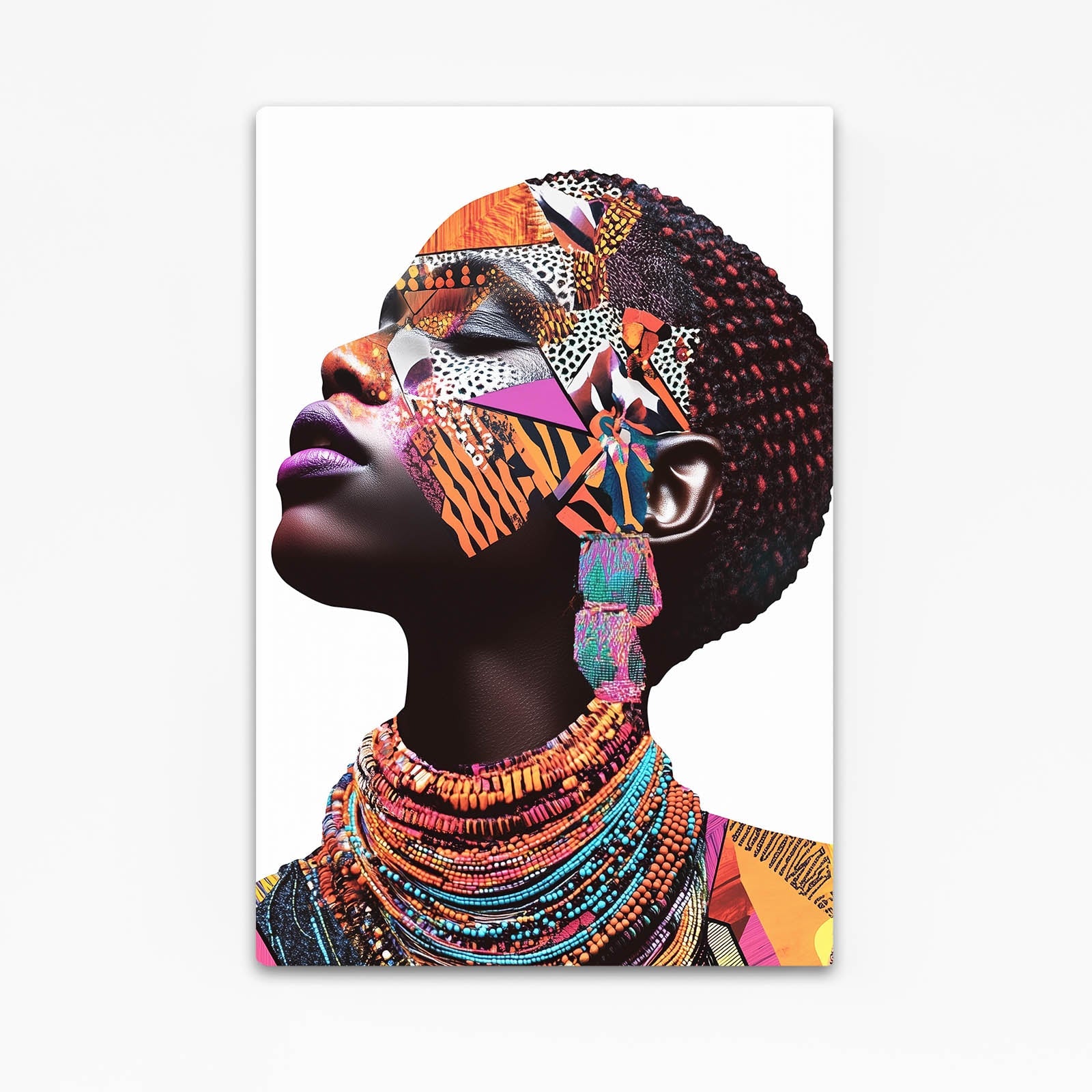Cultural Elegance African Artwork — abstract canvas print in white tones