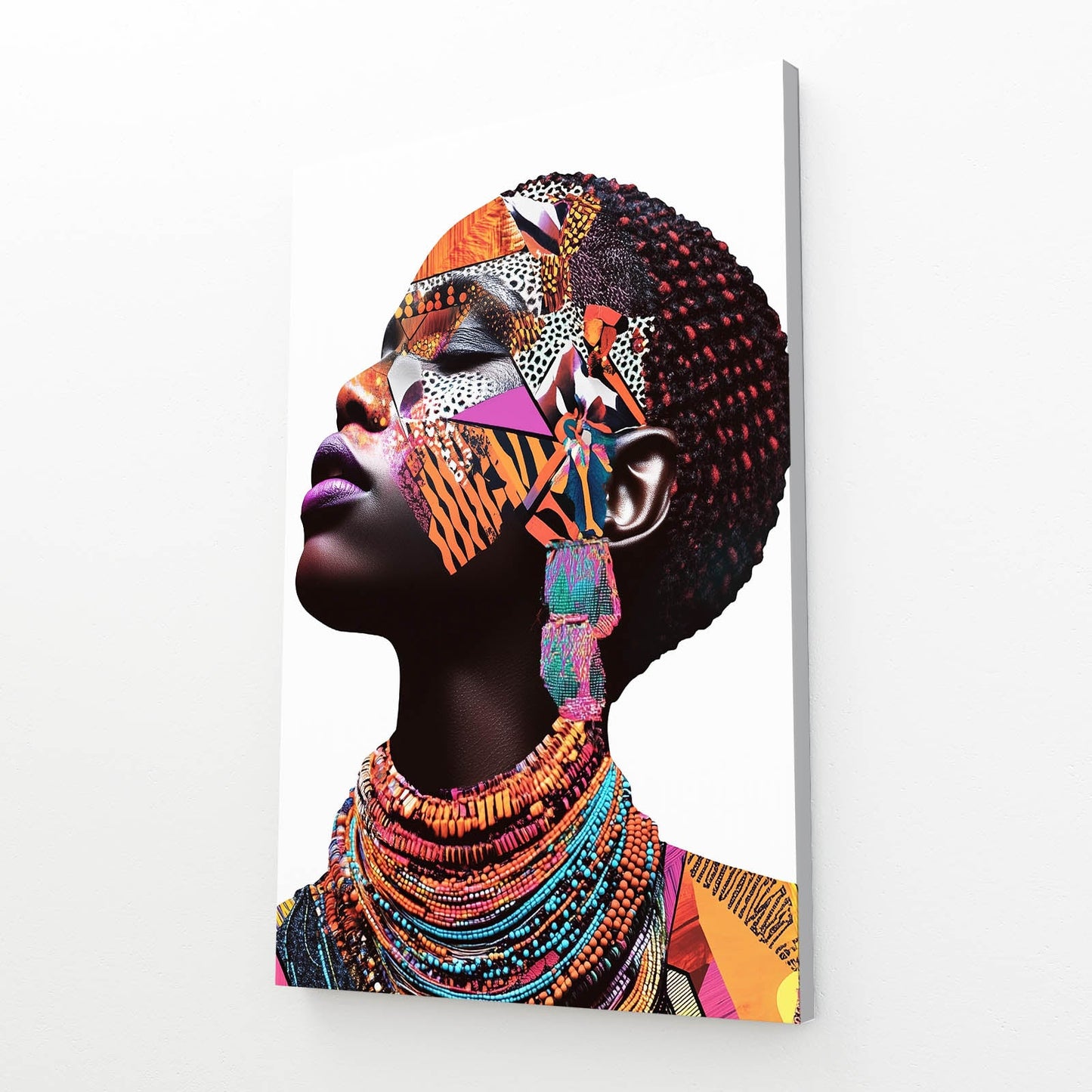 Cultural Elegance African Artwork — abstract canvas print in white tones, view 2