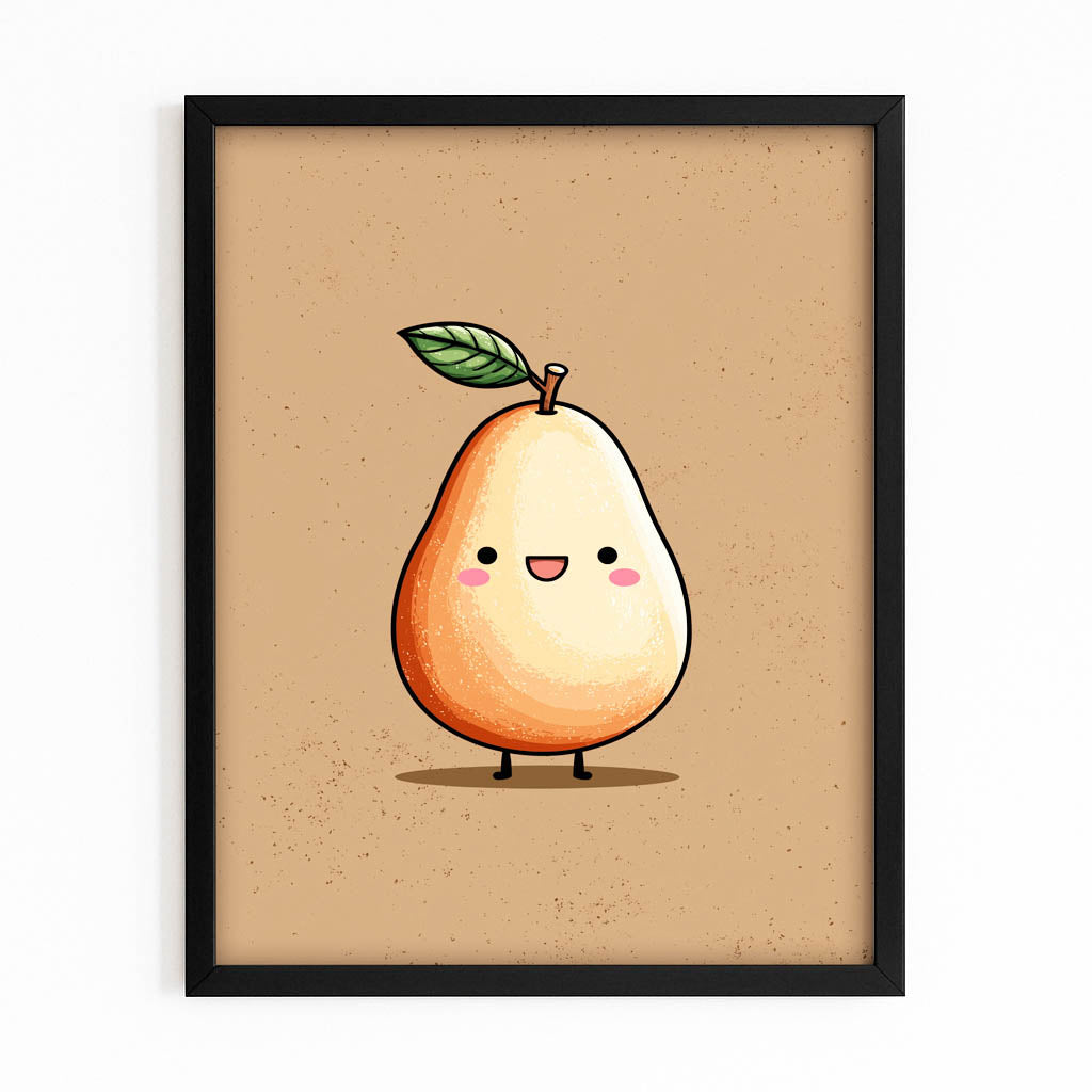Cute Avocado Sprite Fruit Wall Art – with Premium Black frame on white background