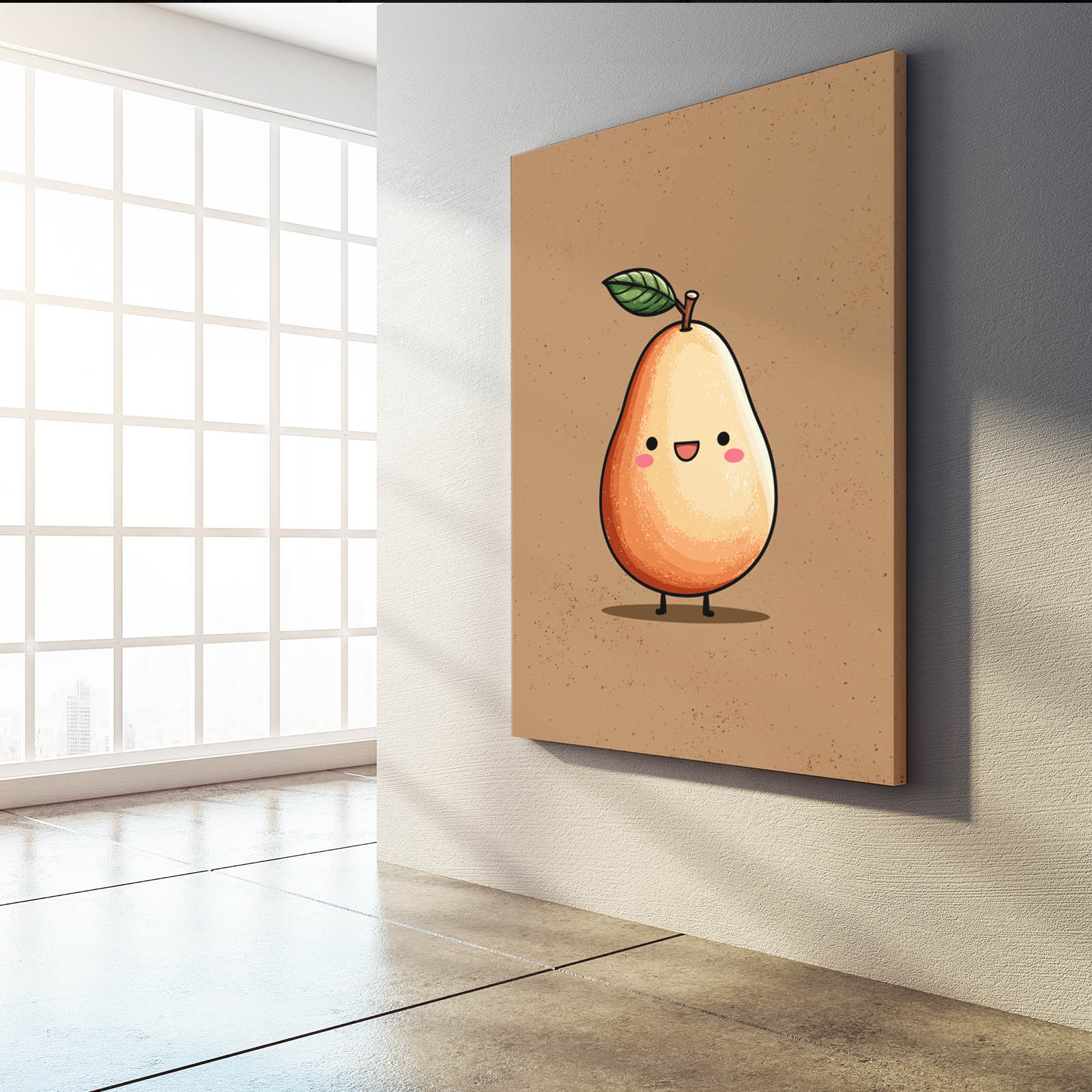 Cute Avocado Sprite Fruit Wall Art – styled in a furnished interior