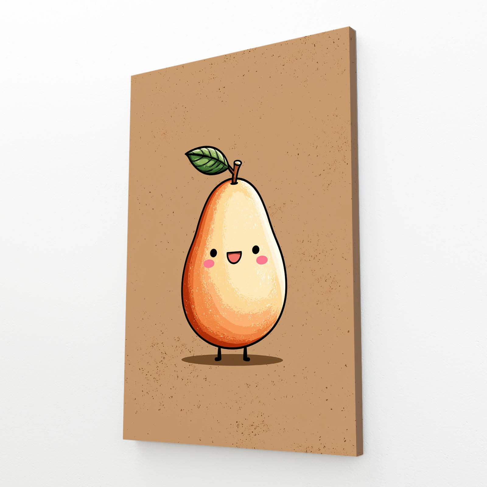 Cute Avocado Sprite Fruit Wall Art – angled canvas view on white background