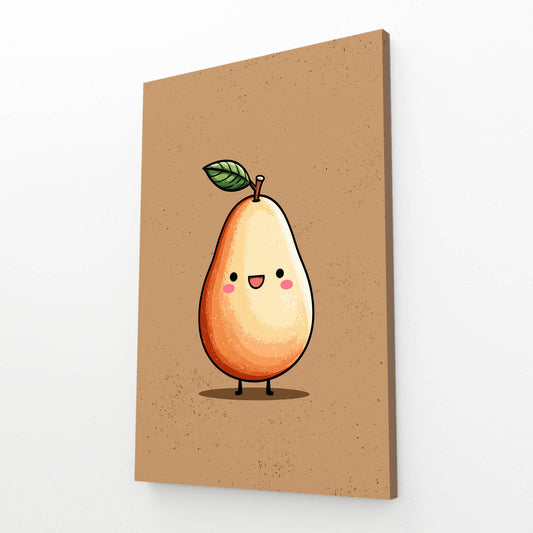Cute Avocado Sprite Fruit Wall Art – angled canvas view on white background