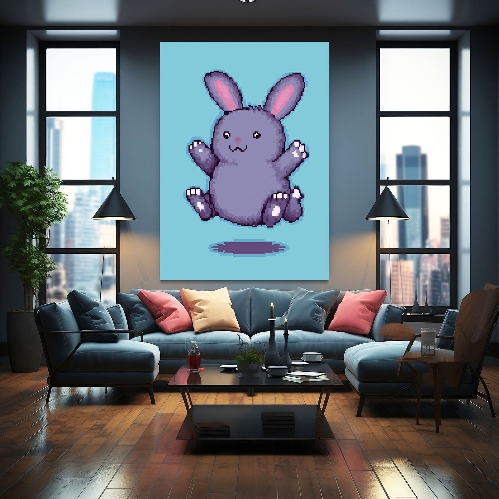 Cute Bunny Prints – angled canvas view on white background