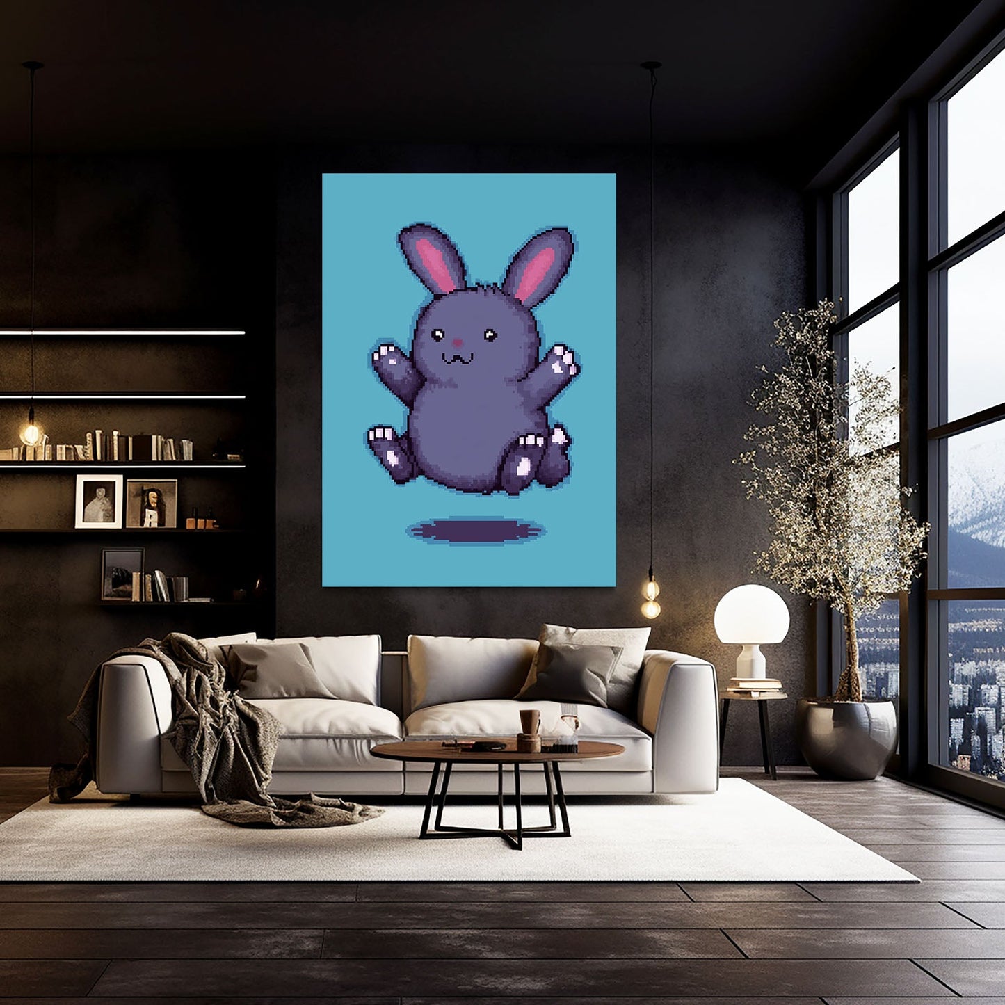 Cute Bunny Prints – angled canvas view on white background