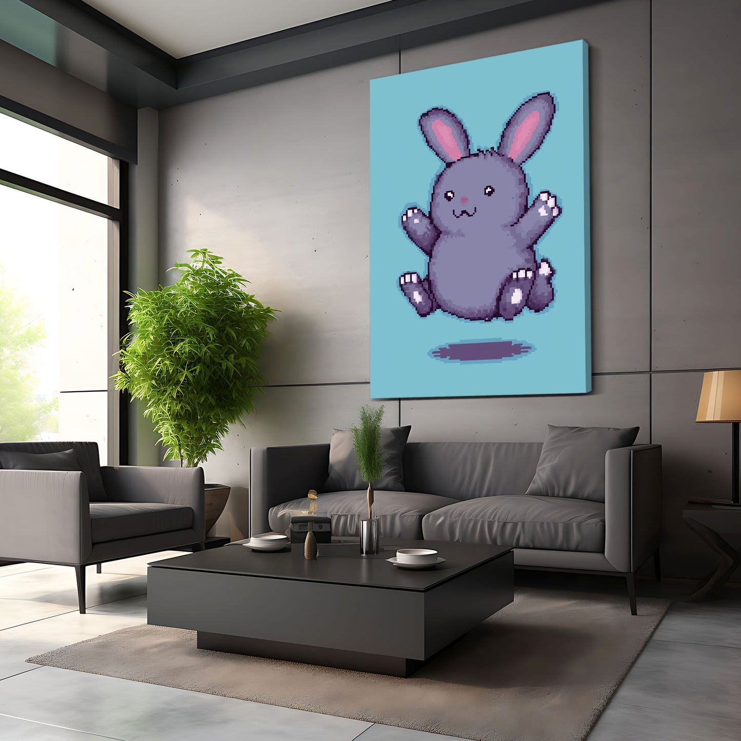 Cute Bunny Prints – angled canvas view on white background