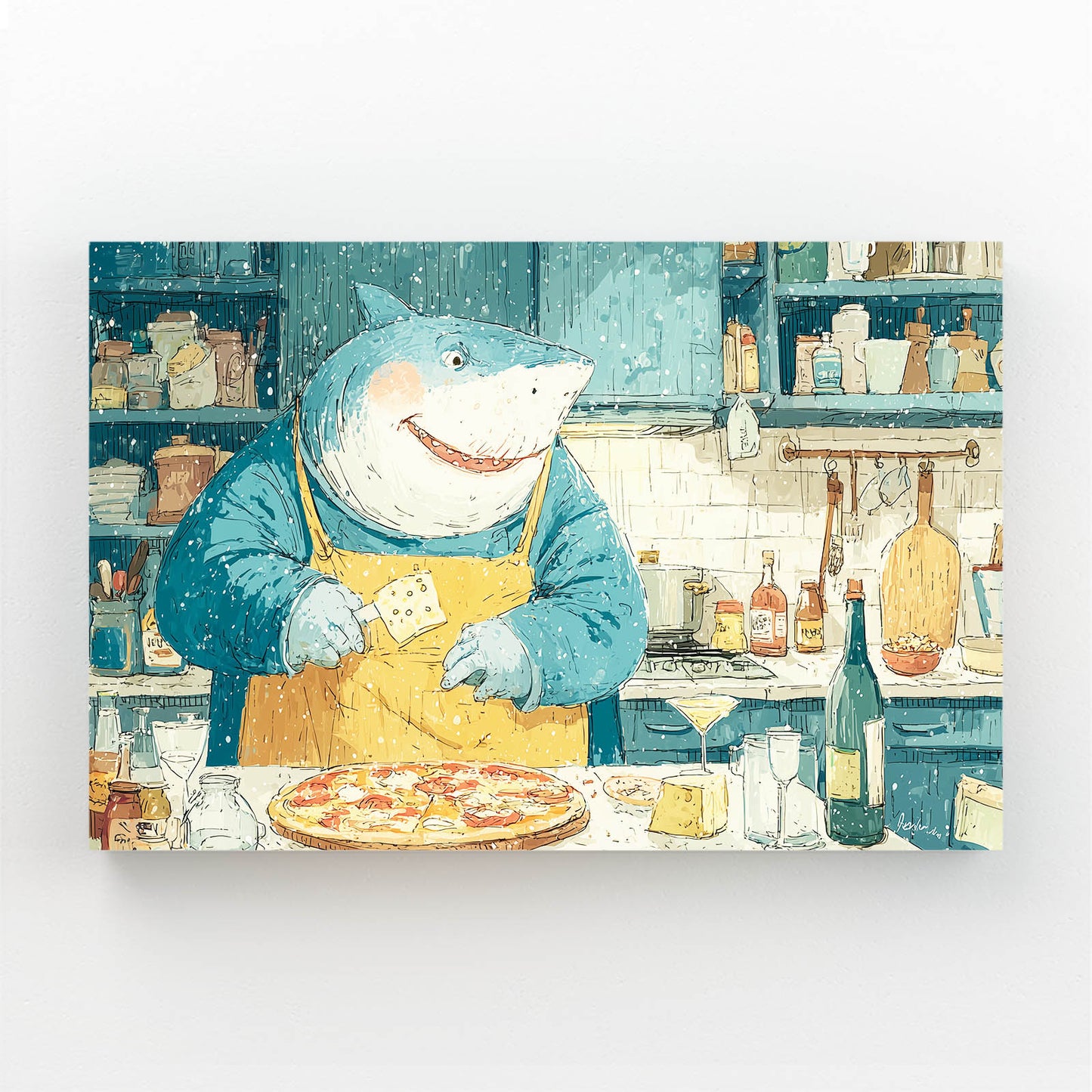 Cute Chef Shark Art – cute chef shark canvas print