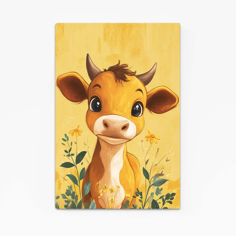 Cute Cow Art – angled canvas view on white background