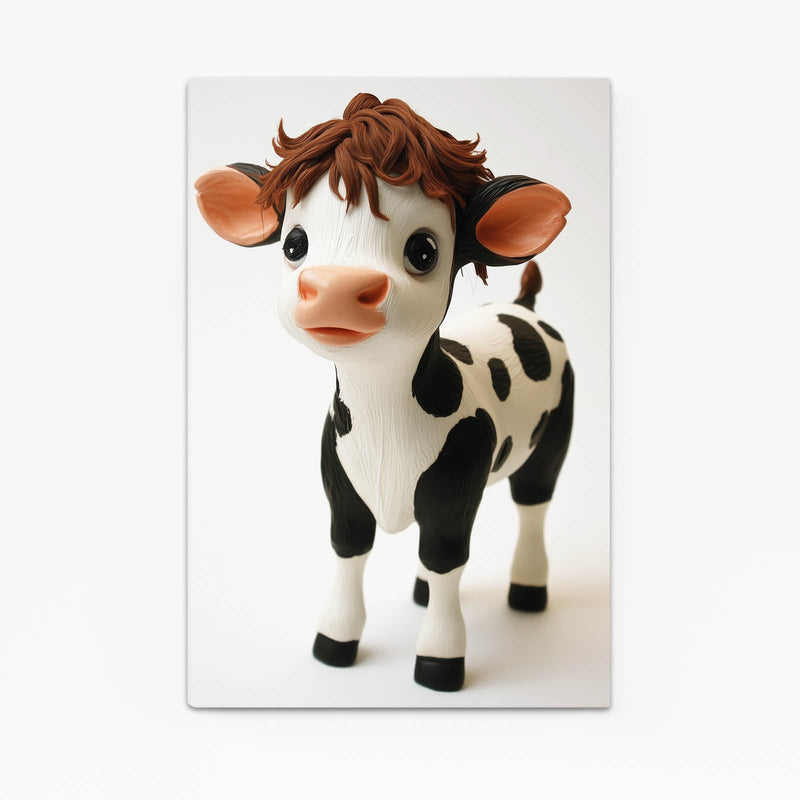 Cute Cow Artwork – angled canvas view on white background