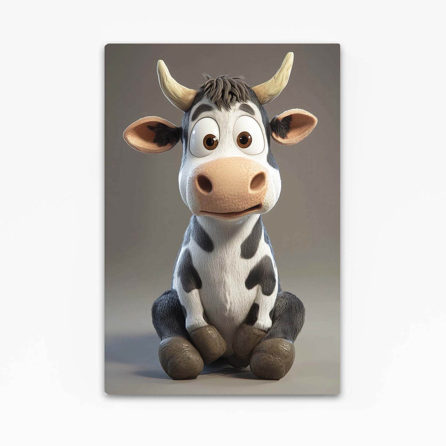 Cute Cow Canvas Art – angled canvas view on white background