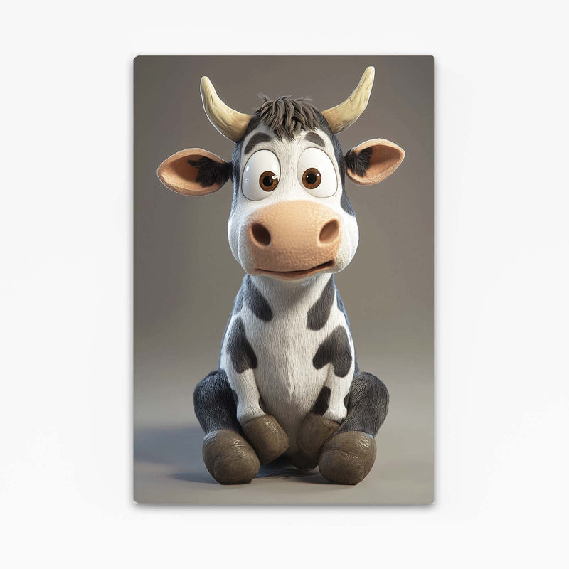 Cute Cow Canvas Art – angled canvas view on white background