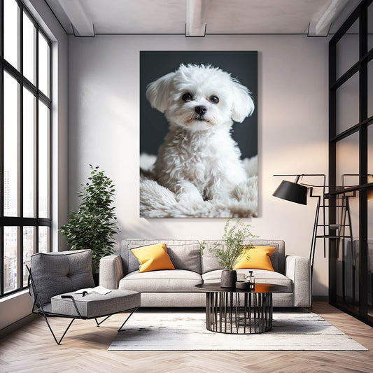 Cute Dog Art — cute canvas print in white tones, view 3
